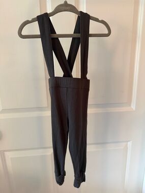 Kate Quinn dark gray bamboo suspenders with convertible feet size 12-18M